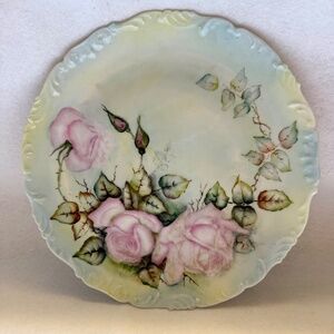 Limoges Handpainted Pink Roses Plate